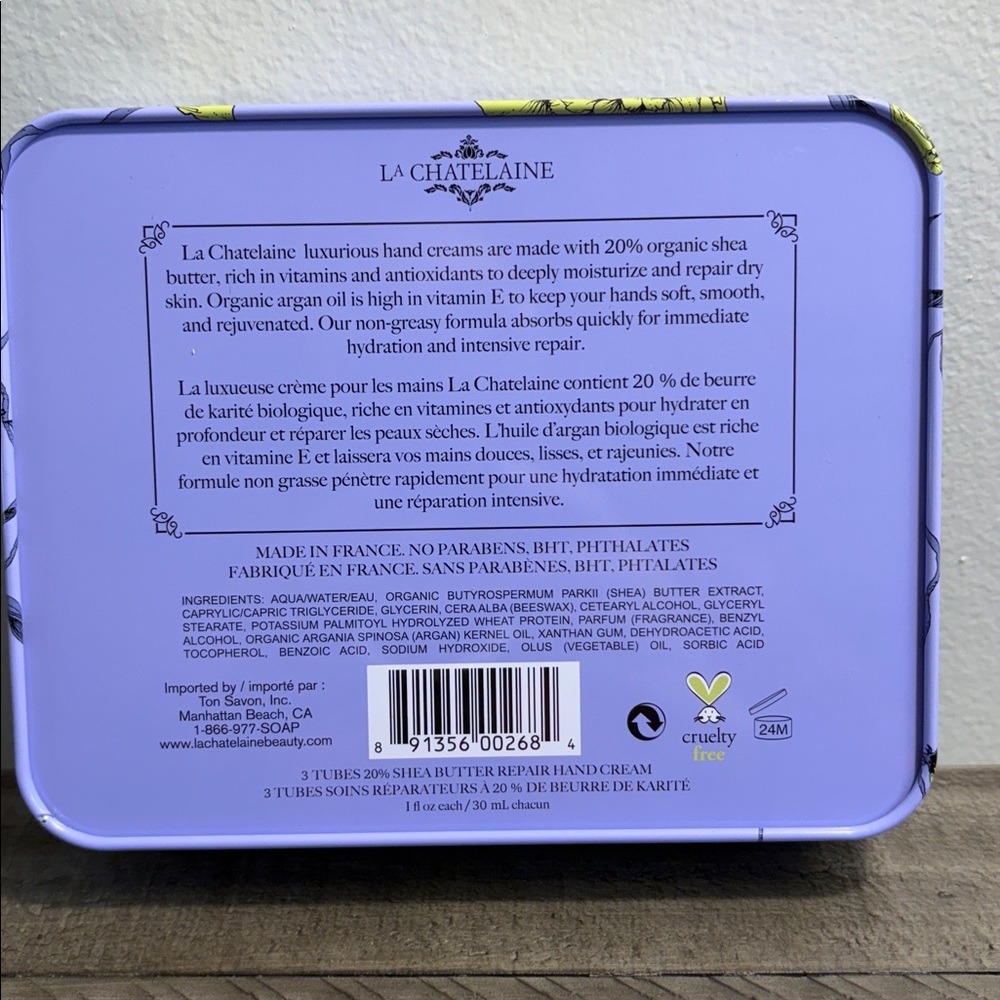 NWT, La Chatelaine Hand Cream Set with Gift Tin - Picture 2 of 5